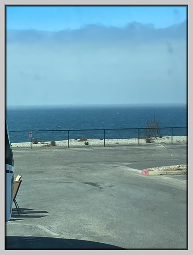 View of the Pacific Ocean from our site at the San Francisco RV Resort in Pacifica, CA